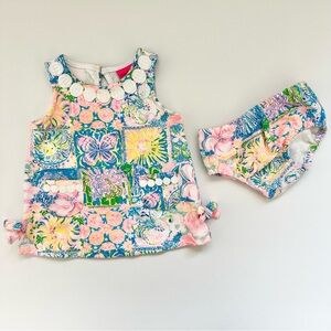 Lilly Pulitzer Floral Dress with Diaper Cover Size 6-12 Months